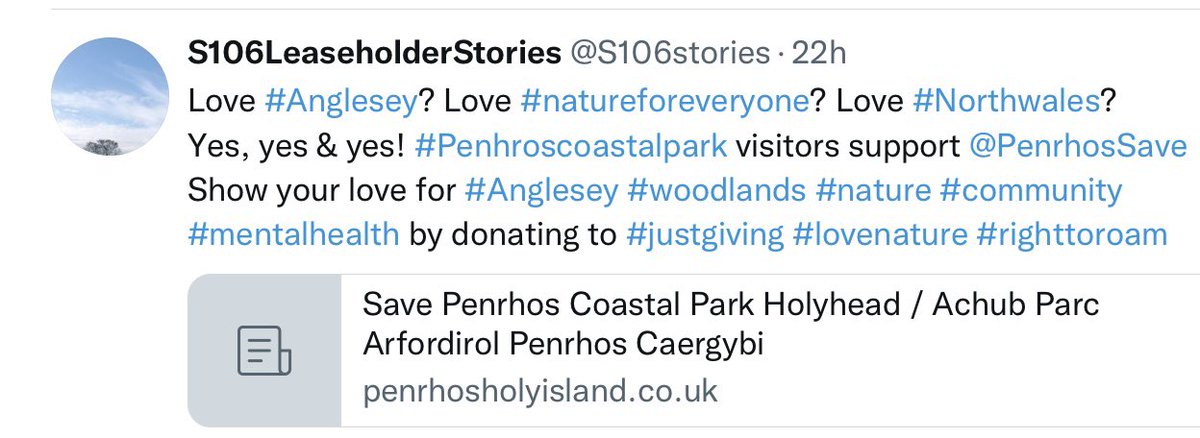 A beautiful day to walk in #woodlands, to be part of #nature, to know that #wildlife & #plantlife has a #home. Please support 💚@PenrhosSave by donating to #justgiving if you can. Watch @katehumble #loveanglesey #savepenhros

google.co.uk/url?sa=t&rct=j…