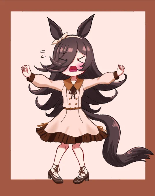 #ウマ娘 #ライスシャワー  ライスシャワー「お、お兄さま(お姉さま)と、とおせんぼうするおにぎり」  休日で日頃の疲労も蓄積している関わらず無理して仕事行こうとするお兄さま(お姉さま)を見かねてゴルシから教わった渾身の一発芸で行手を止めようとするライス。