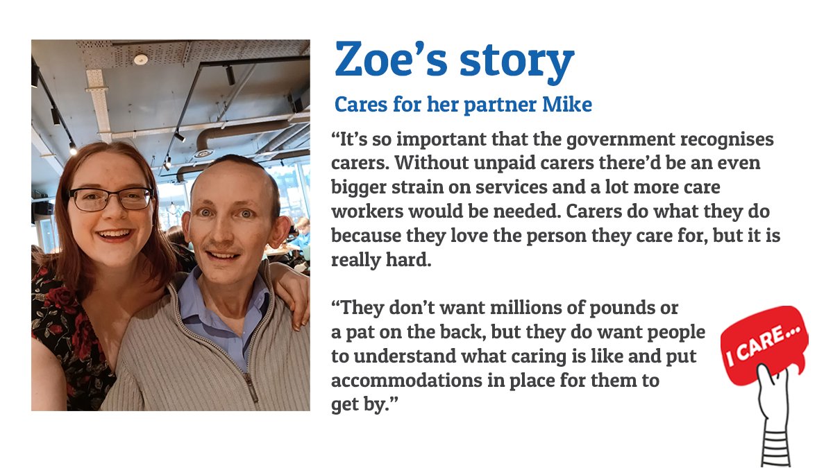 On the final day of #CarersWeek 2023, we’re sharing Zoe’s story. Zoe cares for her partner Mike, who has Motor Neurone Disease. It’s vital that carers like Zoe are recognised and supported all year round. 📖 Read her story: carersweek.org/about-carers-w… @mndassoc @mndcampaigns