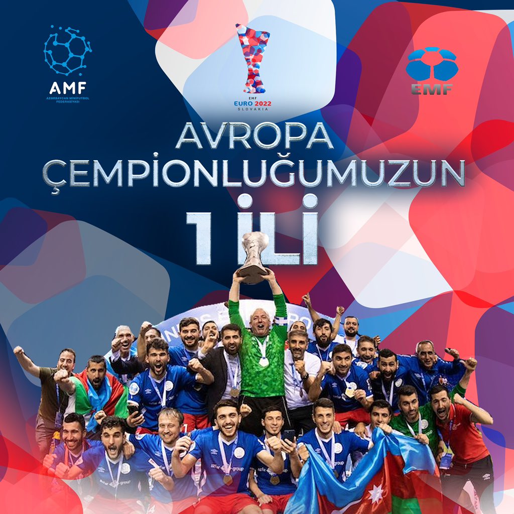 AMF_AZE's tweet photo. Tarixdə bu gün: 11 iyun 2022-ci ildə Azərbaycanın idman tarixində, kollektiv idman növlərində milli komanda səviyyəsində ilk dəfə olaraq qitə çempionluğu qazanıldı. Avropada tarix yazmağımızdan düz 1 il ötür! #özuşaqlarımız #Avropaçempionu2022 
#millikomanda #milli https://t.co/k81e9ZCGUN