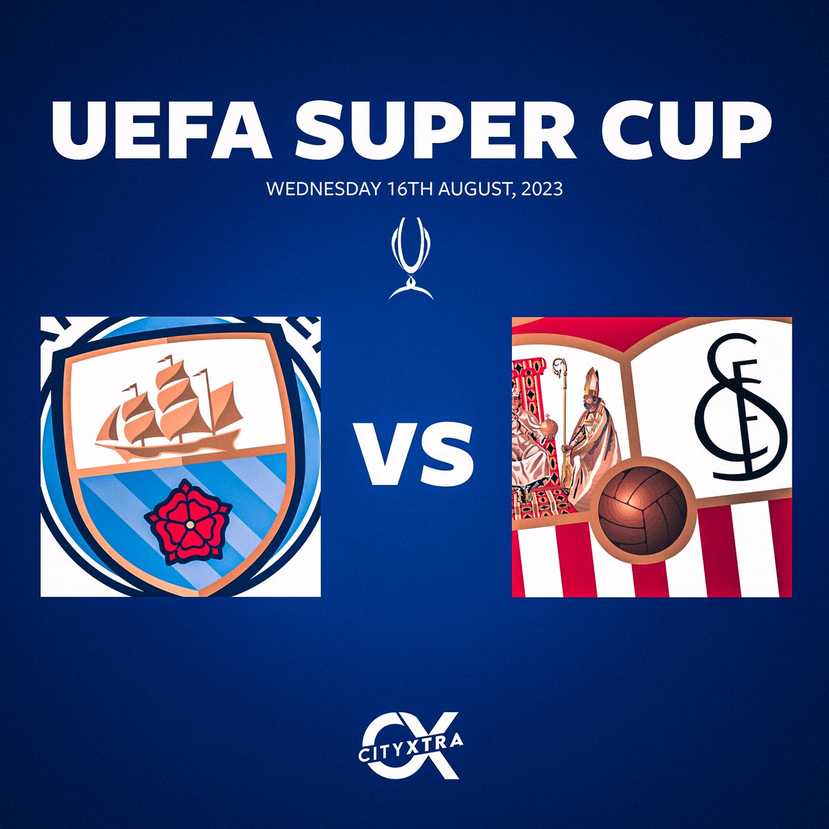 Official: #ManCity will face Sevilla in the UEFA Super Cup on Wednesday 16th August in Athens, Greece.