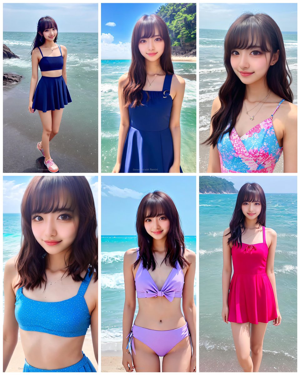 hiki_akari's tweet image. remini AIについて検証。
左:私のカコジョ画像から生成
右:自作えちえちAI画像から生成
同じモデルを生成してるのに明らかに露出度が変わってて、アップロードする自分の画像は顔だけでなく体にも影響するみたい。たまに体がゴツい画像ができてしまうのは、アップした画像の体が男だからか。#reminiAI