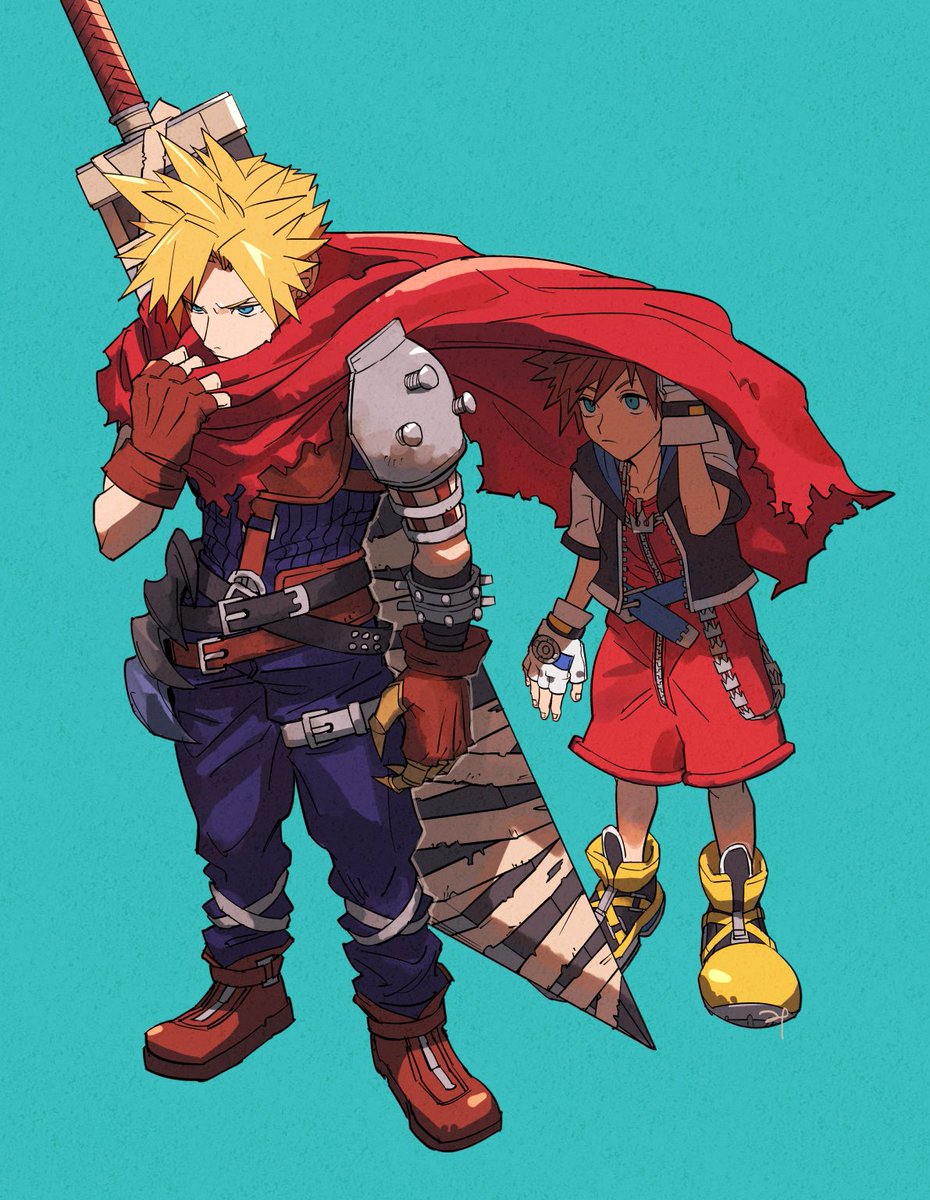 2boys multiple boys spiked hair gloves blonde hair male focus weapon  illustration images