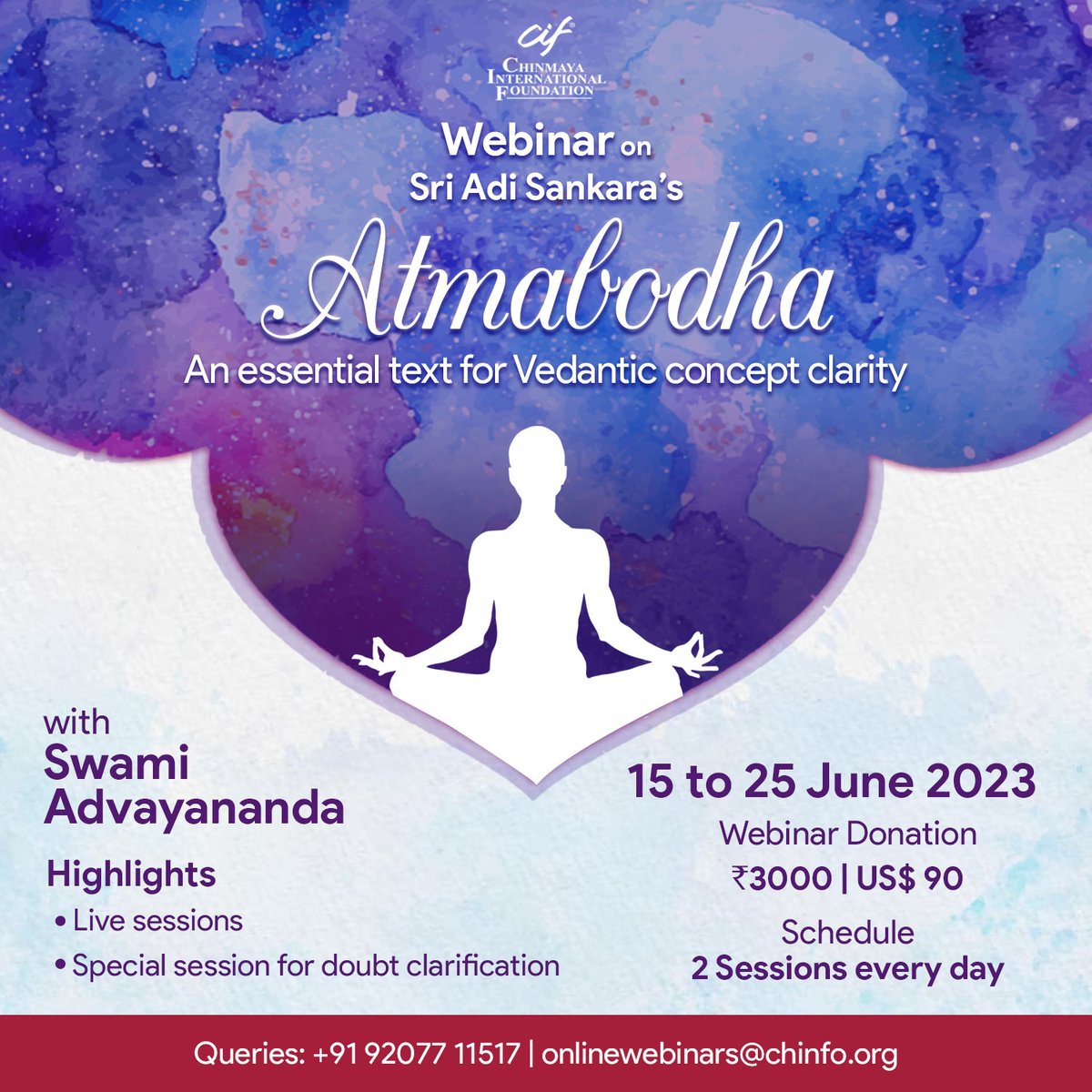 ciftweets's tweet image. Certificate of completion will be given to successful participants.

Know yourself through #Atmabodha. Register here: bit.ly/45MZiMD

#AncientIndianKnowledge #AdiShankara #Vedanta #AdvaitaVedanta #SanatanDharma #Vedanta #Advaita #AdvaitaVedanta #CIF #AdiSankara