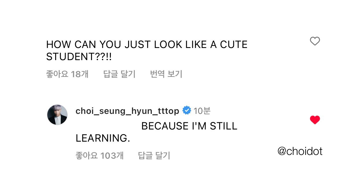 choidot's tweet image. [#TOPstagram UPDATE] 230611 
 #TTTOP Instagram Add comments 🔝🫶🏻

" BECAUSE I'M STILL LEARNING "

📍instagram.com/p/CtWBJxku6U1/…

#TOP #TTTOP #탑 #최승현 #CHOISEUNGHYUN #choi_seung_hyun_tttop
