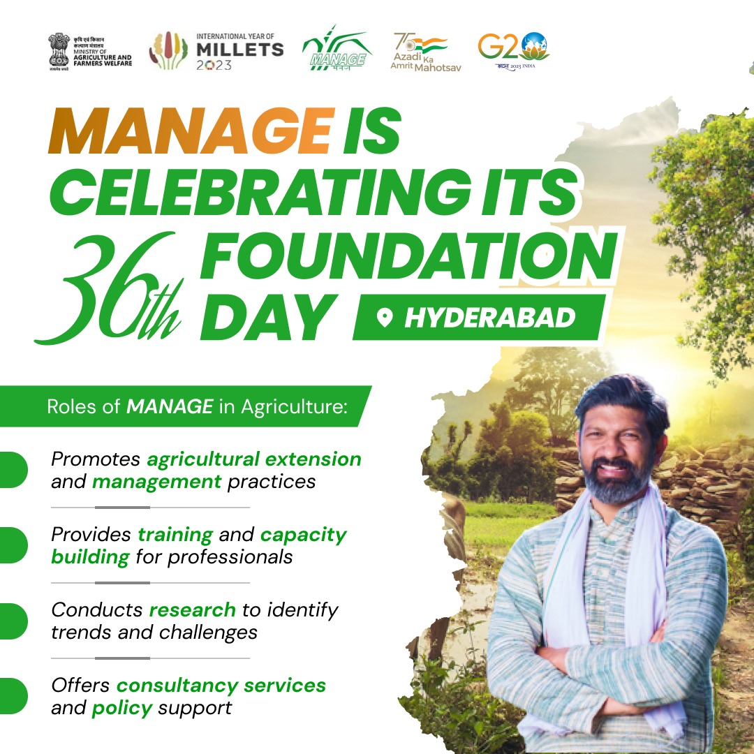 @ManageHyd plays a crucial role in promoting agricultural extension and management practices in India. The institute is dedicated to strengthening the agricultural extension system by providing training, research, consultancy, and policy support.. 
#MANAGE #AgriculturalExtension