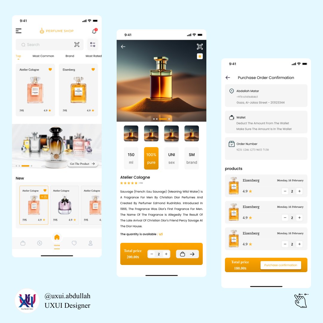 uxui_abdallah's tweet photo. 💪 New design for Perfume shop
😍 Accuracy 👌 - Professionalism 💯 - Creativity
*00970592648661*

#ui #uidesign #uiux #uiuxdesigner #webdevelopment #webapplication #app #uxuidesign #uxdesigner #uxdesign #ux #تصميمي #مصممين #متجر #بزنس https://t.co/7fxm2GzKga