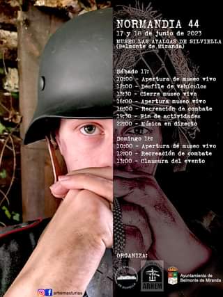 El fin de semana que viene llega uno de los eventos más esperados del año, NORMANDIA 44. 
Os dejamos los horarios
#planesasturias #exposición #museo #lasayalgasdesilviella #BelmontedeMiranda #visitamuseos #joyasdeguerra #historiamilitar #recreacion #desembarcodenormandia