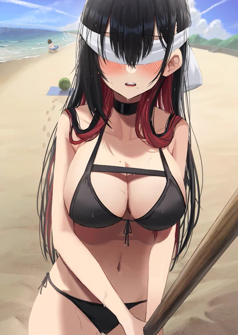 「今、何も見えないから...い..悪戯しないでね...」