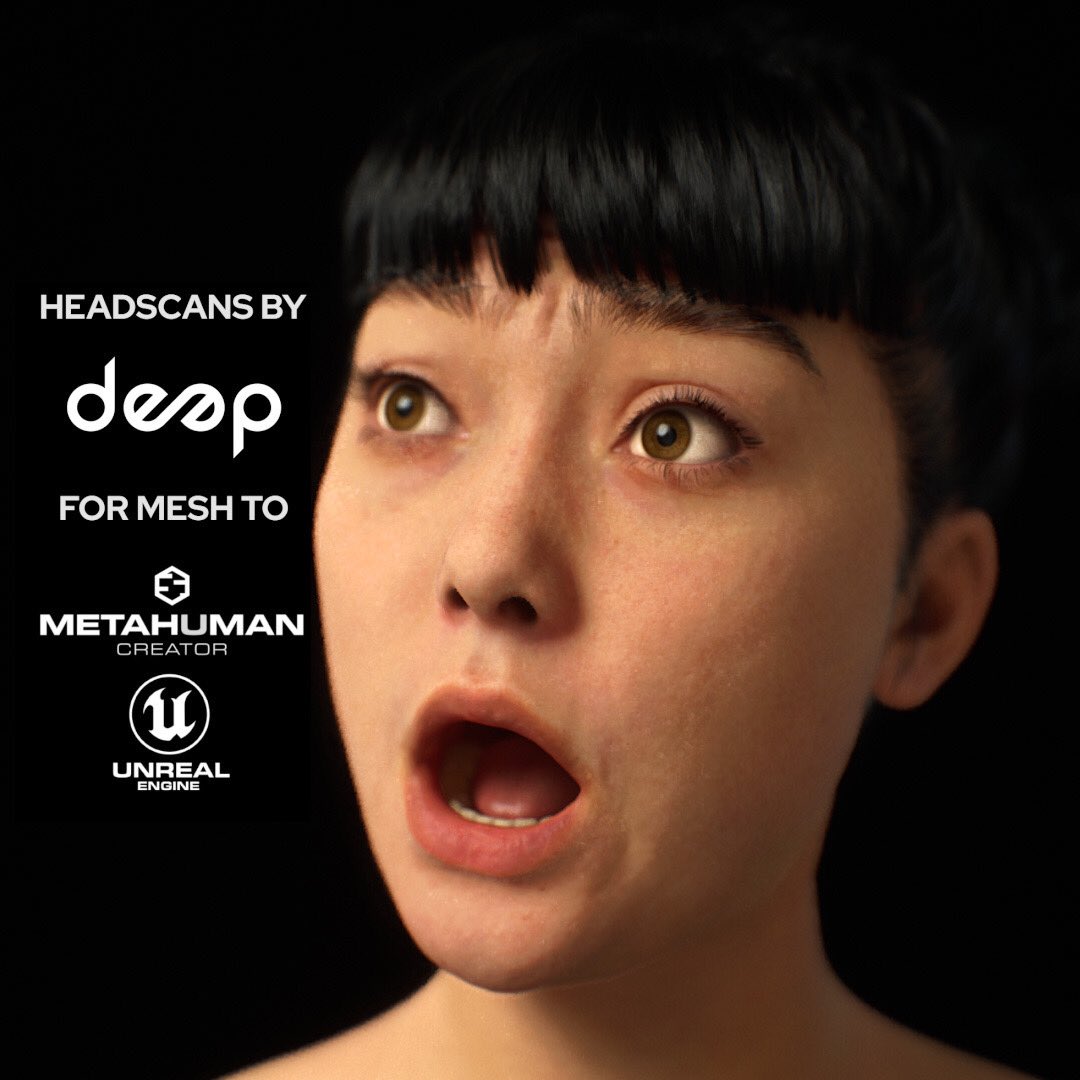 deep3dstudio's tweet photo. The way you can use any of our head scans to create a unique #Metahuman #avatar in minutes and perform facial animation in @UnrealEngine 5 with your #iPhone Live link app. 
#deep3dstudio 35+ head scans collection available and growing fast:
https://t.co/NyXhifQO30 https://t.co/7yhAThPaRB