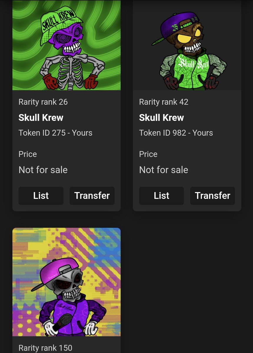 milesmuso's tweet photo. #SkullKrew rarities are now shown on @NFTKEY.

I burned 3 of my 6 for a 5% discount on $BZR (@BZRfantom - launching soon!), but decided to keep my least rare one (bottom left) because I just love the 'yellow digital' background! 😉

@sleak_crypto @edgetechnician $FTM #FantomNFTs https://t.co/DW6Drg3M9l