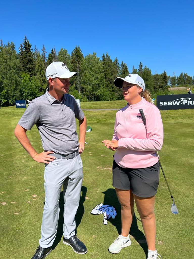 integralsportsm's tweet photo. Great to see our two clients, @Dale_Whitnell &amp; Kirsten Rudgeley catching up on course at the Scandinavian Mixed in Sweden. ⛳️

@DPWorldTour 

🤝 #teamISM https://t.co/f5f9Mkv9YE