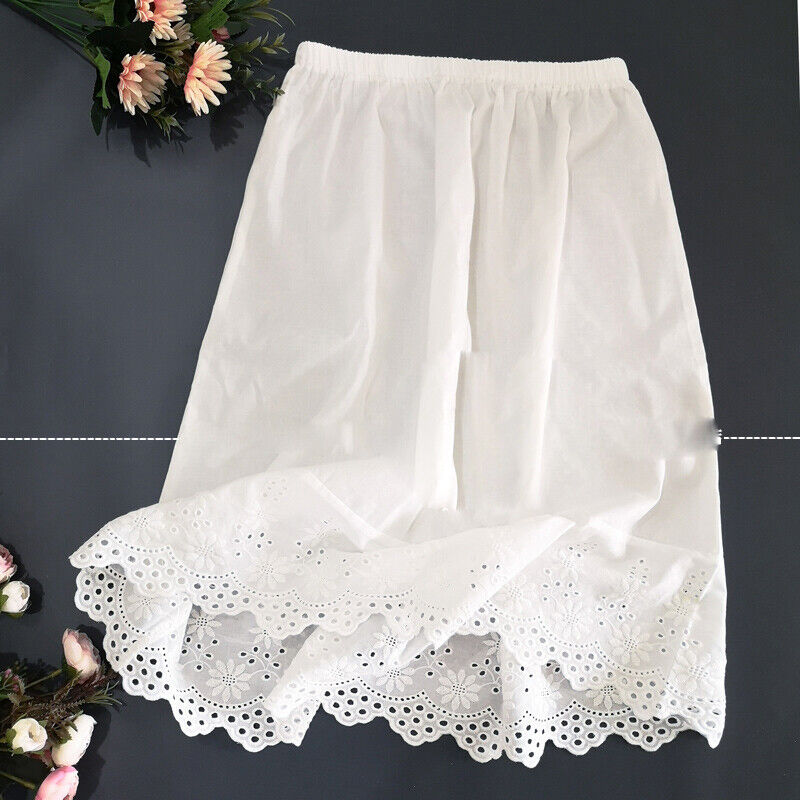 Women Underskirt Waist Slip Petticoat Cotton Embroidered Hollow Lace Trim White Seller:... - ebay.co.uk/itm/3735856035… #gift #gifts