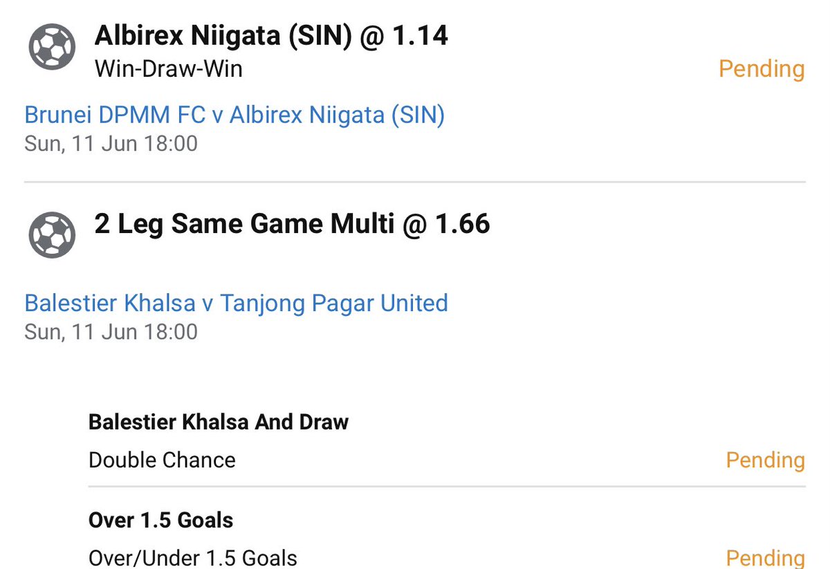 PJPicks_'s tweet photo. Singapore Premier League

2 units ($1.90)

#SPL #GamblingTwitter https://t.co/eYV52eTYQY