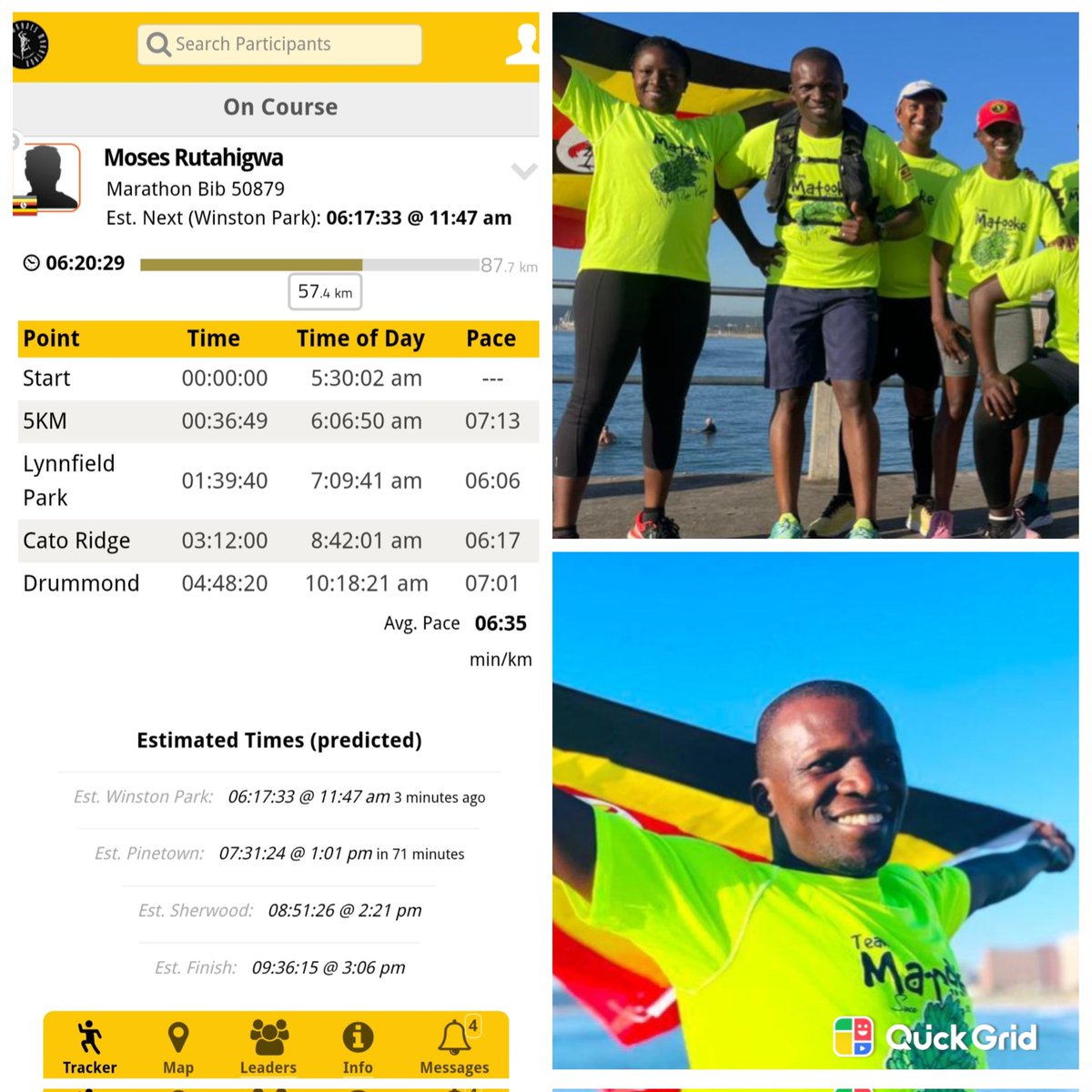 Almost there, keep going. #90km Comrades Marathon #team Matooke. We are proud of you 👏 🥰