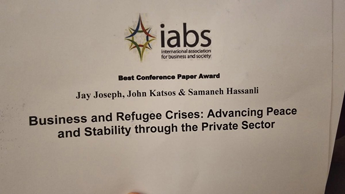 Big thank you to #IABS2023 for selecting my paper with Jay Joseph and Samaneh Hassanli for Best Conference Paper Award!