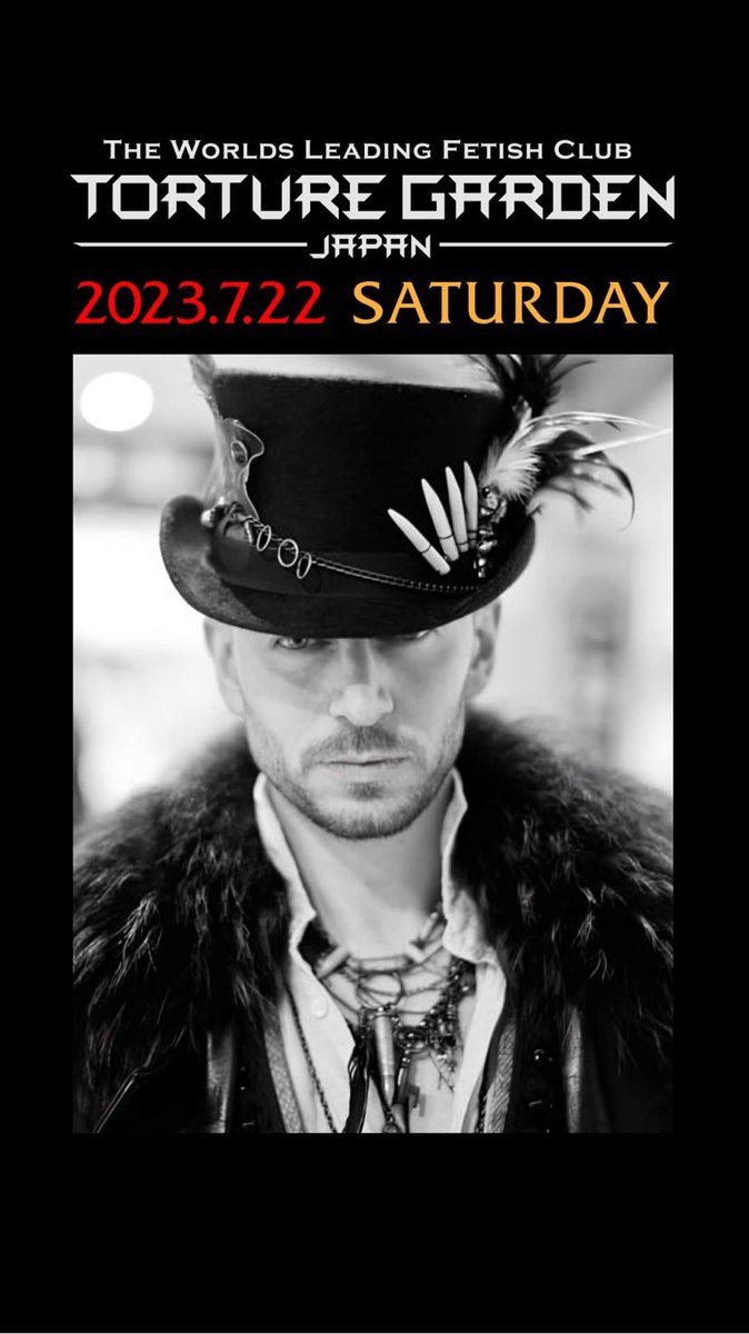𝐓𝐨𝐫𝐭𝐮𝐫𝐞 𝐆𝐚𝐫𝐝𝐞𝐧 𝐉𝐚𝐩𝐚𝐧
2023.7.22 Saturday
OPEN : 21：00
VENUE : BANK30
DJ :  <a href="/Luke_Chaos/">Luke Chaos</a> 
 
🔗 x.gd/GiOUD

#トーチャーガーデン #TORTUREGARDENJAPAN