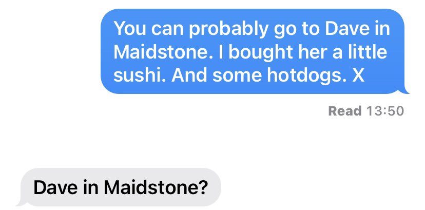 deepbluc's tweet image. Weirdest sms failure ever. Just told my OH that she can go and see The Little Mermaid with our daughter at our local Showcase: Avonmeads, but this happened instead. 😂😂😂 #smsfail #daveinmaidstone