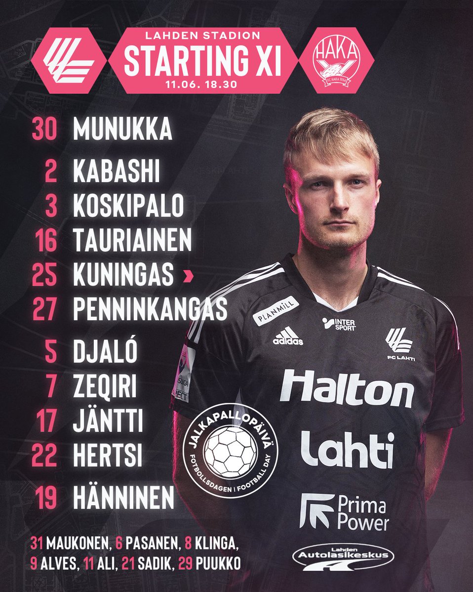FCLahti1996's tweet photo. 🏴 FC LAHTI XI 🏴 

Avauksen tarjoaa Lahden Autolasikeskus 

🎟 Liput ennakkoon Tiketistä: https://t.co/lLXk5tXXpF 

#FCLahti #Veikkausliiga #Lahti #Jalkapallopäivä #LAHHAKA https://t.co/LV0yJhUe3Z