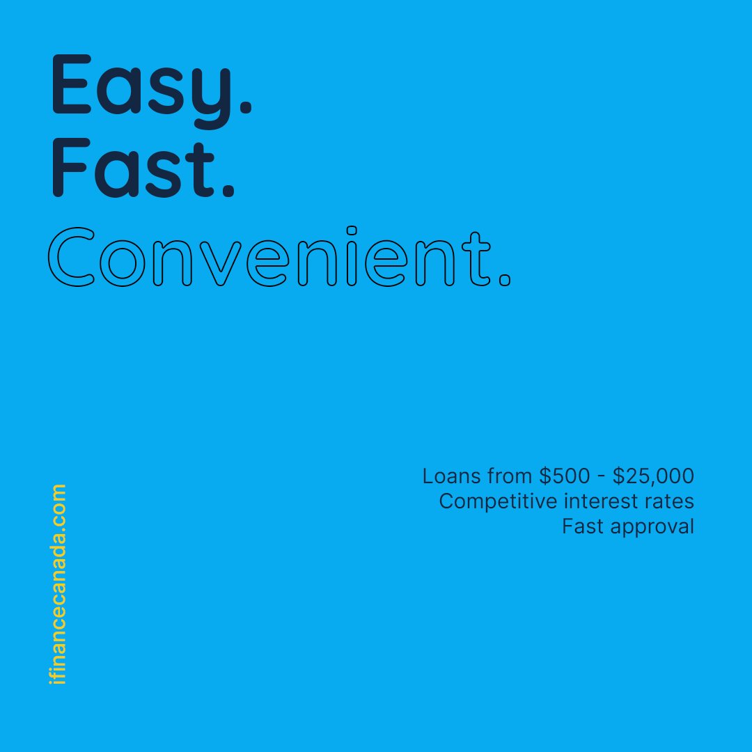 At iFinance, we understand that unexpected expenses may arise. That's why we offer a range of solutions to match your needs. 🔆

✔️Loans from $500 - $25,000
✔️Competitive interest rates
✔️Fast approval

To learn more about our financing programs, visit ifinancecanada.com.