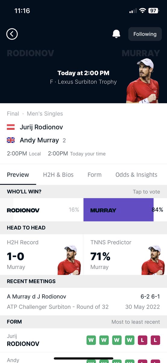 joannahoopy's tweet photo. Today is the day. The big final of Menβs tennis. #cmonandy https://t.co/Rd3I57eWji