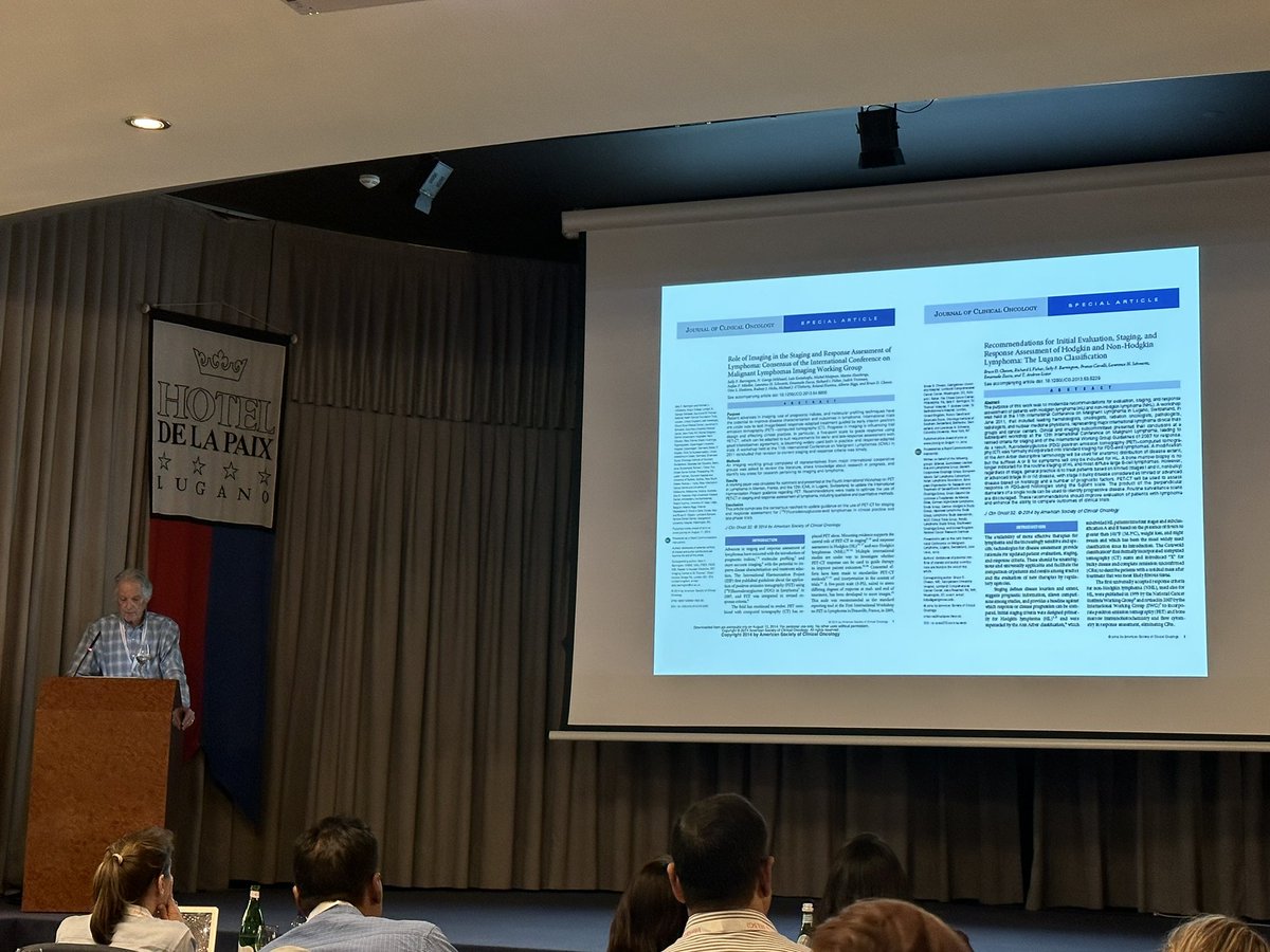 A very special moment in lymphoma nerd-dom!!

Hearing Bruce Cheson talk, in Lugano, about the history &amp; development of staging and response assessment - the Lugano classification!

#17ICML <a href="/icmlugano/">International Conference on Malignant Lymphoma</a> #lymphomaniac #lymsm