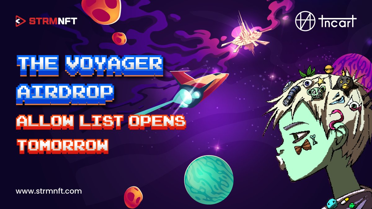 AngryMonkyNFT's tweet photo. 🧑‍🚀 Space lover? Get ready to explore the universe with #TheVoyagers!

🪐 A crew of 2,500 space Voyagers is about to set a new cruise in motion. All users registered since June 3 are welcome to join and participate in the #airdrop.

🗓 Mark your calendars: the airdrop Allow List opens tomorrow!

#STRMNFT #PixelFriends #AirdropAlert #NFTCommunity #NFTCollection #NFTGiveaways