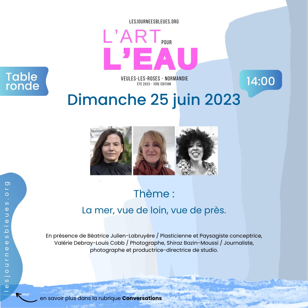 Dimanche 25 juin à 14h

lesjourneesbleues.org/les-conversati…

#art #ocean #water #nature #ecologie #pollution  #science #future #economie #developpementdurable #france #normandie #seinemaritime #littoral #cotedalbatre #manche #veuleslesroses #ValleedeSeine #Caen #Rouen #LeHavre