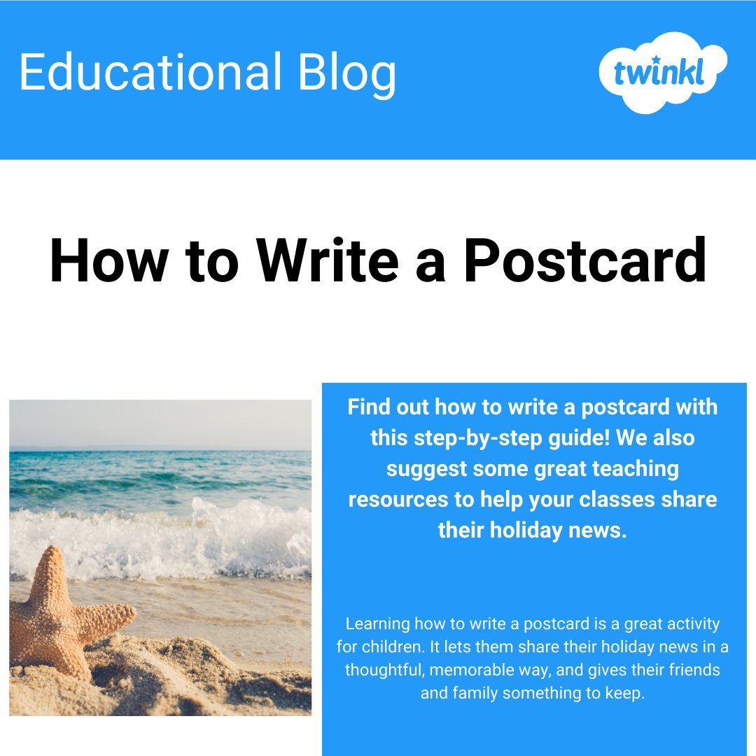 Find out how to write a #postcard with this step-by-step guide! We also suggest some great teaching resources to help your classes share their holiday news: twinkl.com.au/l/1ajrbw #twinklaustralia #schoolholidays #teachertwitter #edutwitter #teacherlife