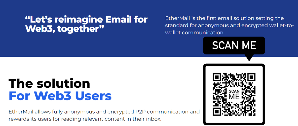Claim your free Web3 Email &amp; get 250 #EMC upon sign up!  
Register here-->
ethermail.io/?afid=63673b99…

320.000.000.000 emails are sent every day*
You can't kill email That’s why we brought it over to Web3!
#Ethermail #Metamask #WalletConnect #Web3 #Web3mail #Web3Email
