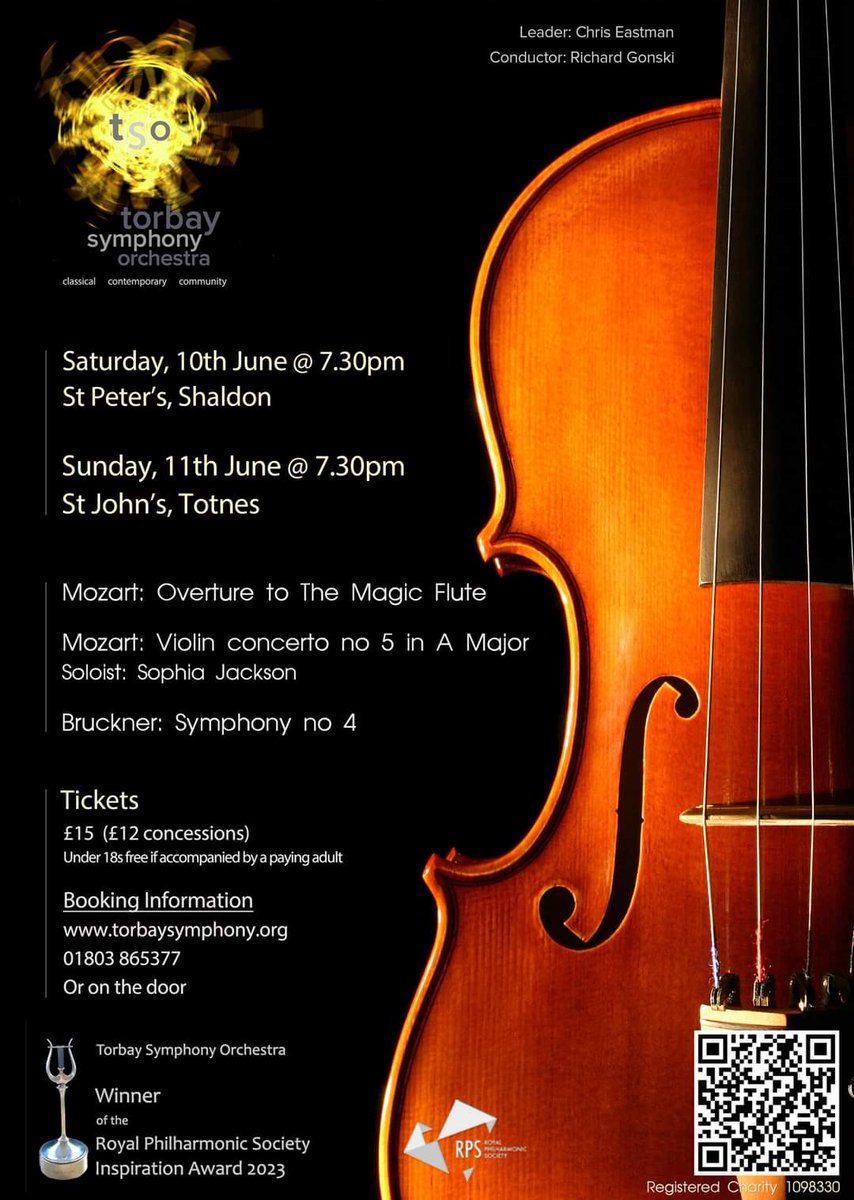 Wonderful concert in Shaldon last night.

Join us this evening at 7:30pm: St. John's Church, Bridgetown #Totnes.

Likely to sell-out, so buy* tickets early:
torbaysymphony.org/catalog/1

*Accompanied children get in FREE!