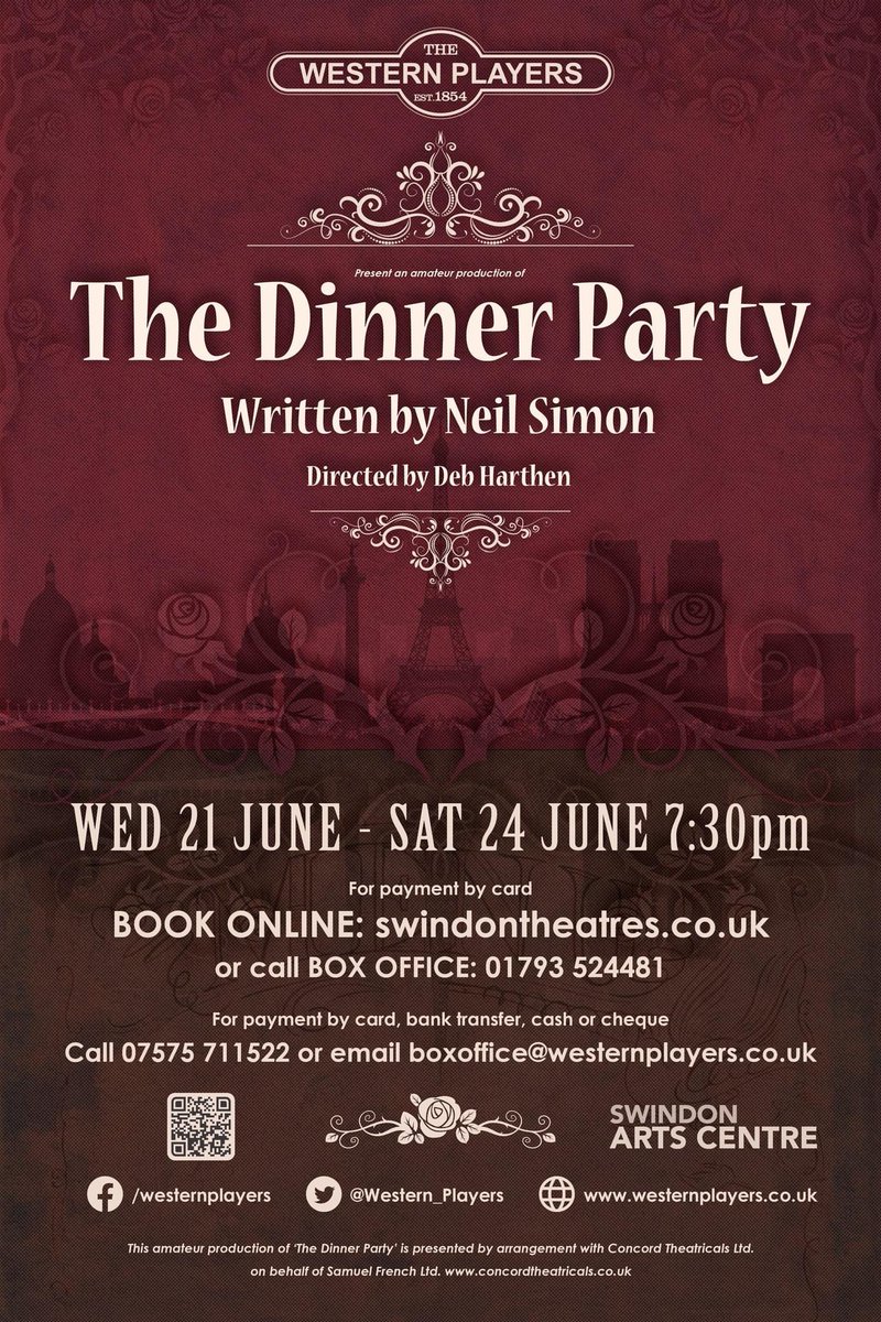 Only 1 week until we get into the <a href="/SwindonArtsCent/">Swindon Arts Centre</a> as show week begins!!

Our Summer show ‘The Dinner Party’ opens on Wednesday 21st June but there’s still time to grab your tickets!

All the details you need are below so book now to make sure you don’t miss out.