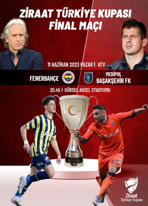🏆 Ziraat Türkiye Kupası’nda final gecesi! 🇹🇷 #ZTK

🟡🔵 Fenerbahçe x M. Başakşehir 🟠🔵 | #FBvBFK

⏰ 20.45
🏟️ Göztepe Gürsel Aksel Stadı