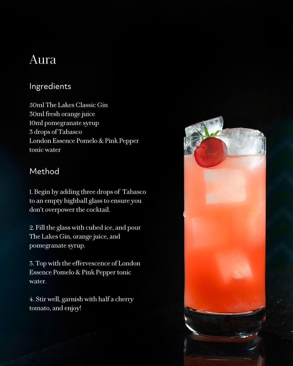 Join us to toast #WorldGinDay by elevating your G&amp;T with our delicious new cocktail, Aura.

Designed to accentuate the vibrant citrus notes in our classic #LakesGin,  this thirst-quenching Mediterranean-inspired serve offers a taste as unforgettable as its captivating coral hue.