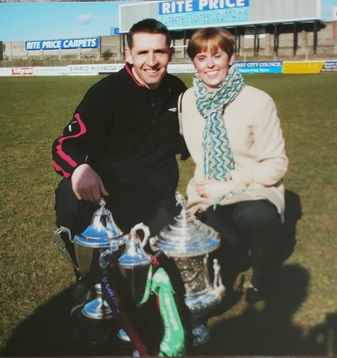 Massive congratulations to Manchester City on winning the treble...been there, seen it and done it with @CrusadersFC 🎉⚽♥️🖤 #memories #firstdivision