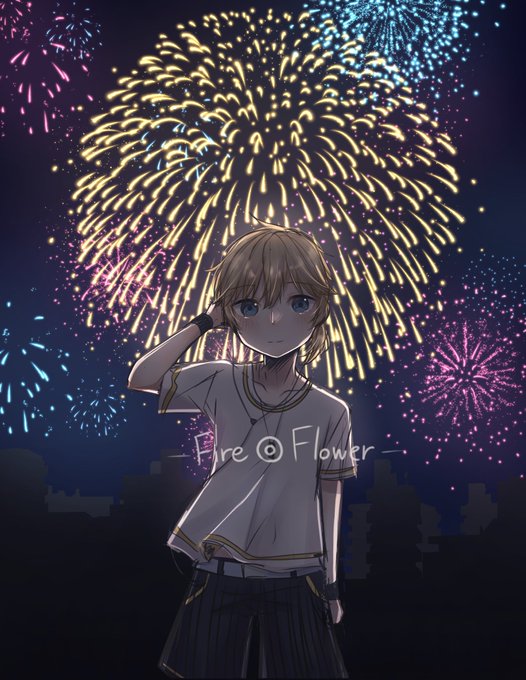 「aerial fireworks blonde hair」 illustration images(Latest)