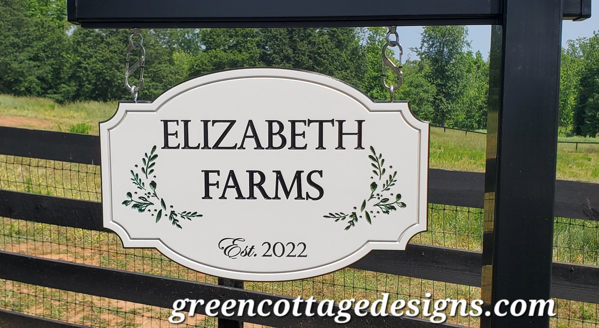 Personalized Farm Property Sign by greencottagedesigns.com #Foliage #Farmsign #ElizabethFarms #hangingsign