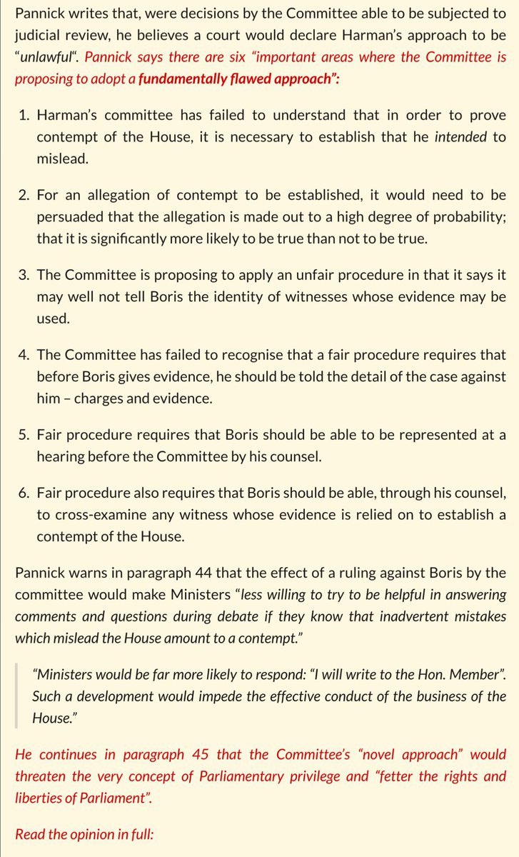 @2351onthelist @Wilson34David @bea_johanssen @MalcolmCameron7 @Peston The problem with this particular committee is that it doesn't work like any normal court, be that from the Supreme Court to any employment tribunal. Here are a few comments from Lord Pannick KC who is no fan of BJ having acted for Gina Miller to stop prorogation of parliament.