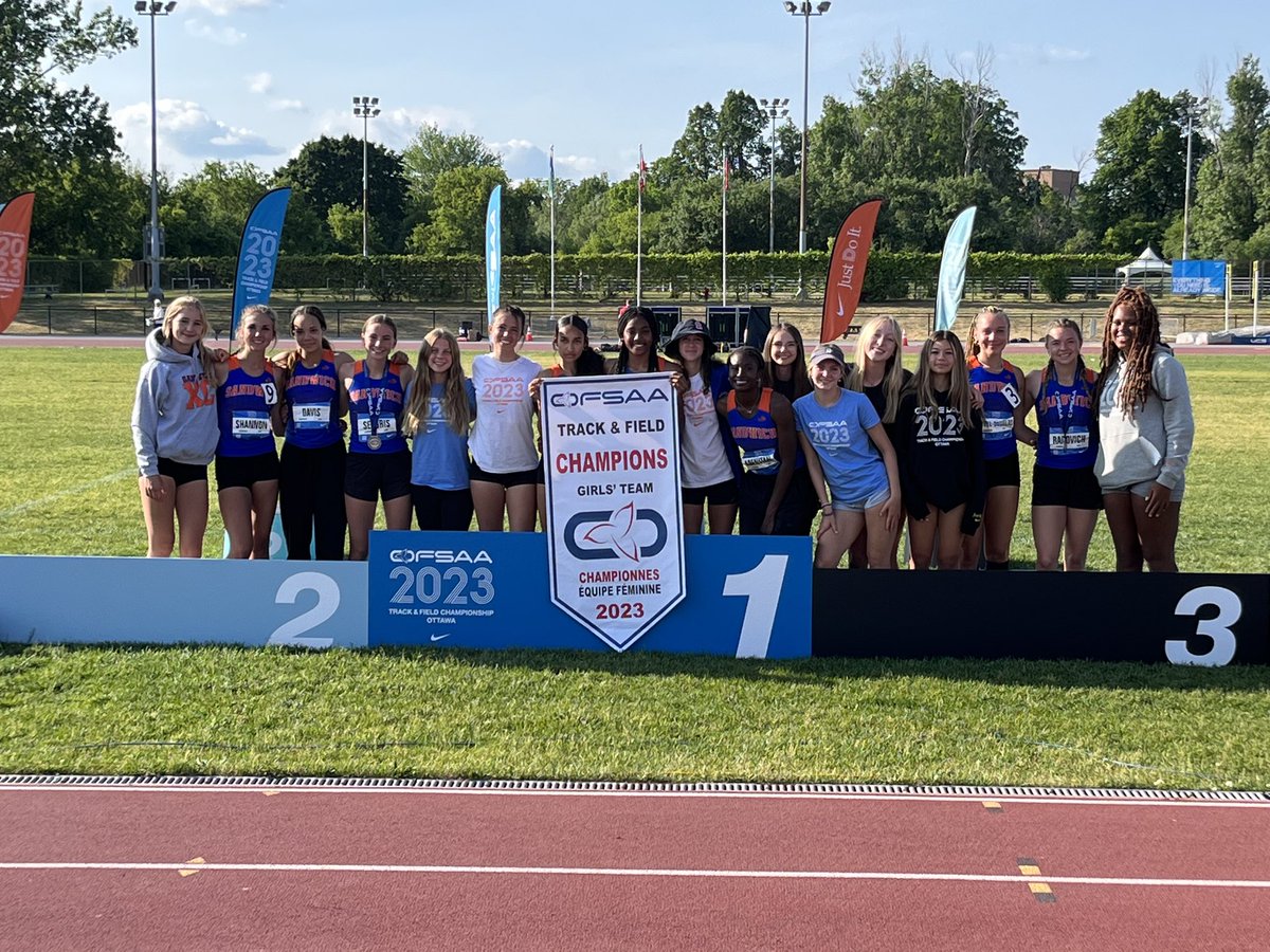 Sandwich_Sabres's tweet photo. The Sandwich Sabre Track and Field team are once again the best team in the province, taking the Overall OFSAA Point Title, the Overall Girls’ Team Title, and the Junior Girls Team Title!  Absolutely stellar, Sabres! https://t.co/zZJrZsAu8Q