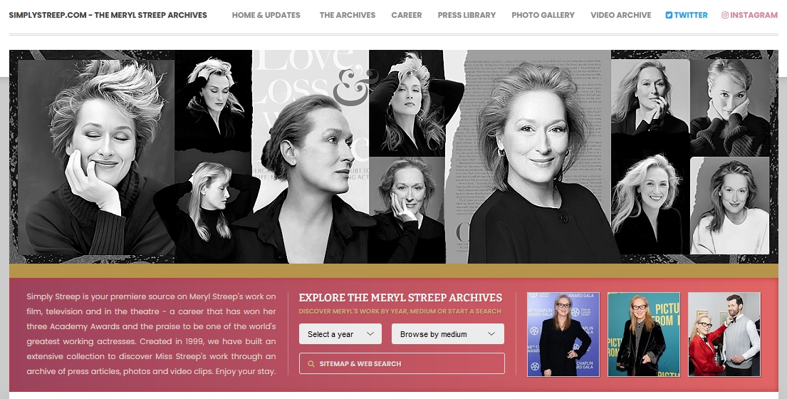 Simply Streep has a new layout: simplystreep.com