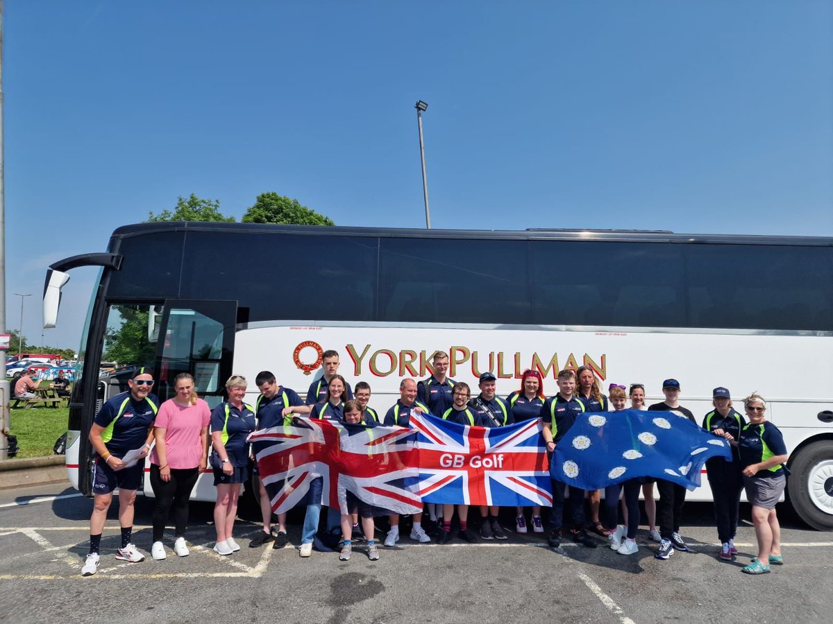 timcurtisart's tweet photo. #Yorkshire athletes and coaches en route to Heathrow Hilton T5 to join most of the rest of #TeamGB @SOGreatBritain @SOWG_Berlin2023 @SOSouthYorks @SoYorksHumber  @summatcreative @YorkPullmanBus 

Stuttgart and Berlin world games here we come! https://t.co/ai5T4TZC1g