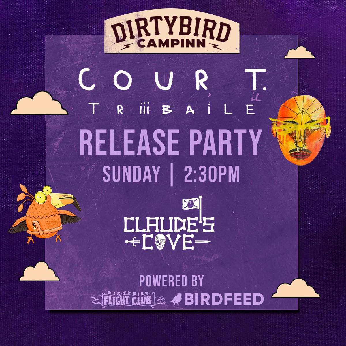 DirtybirdArt's tweet photo. Birds we have a change of time to celebrate the release of  @courthedope's new album this Sunday, June 11 at Claude's Cove🔥, arrive at 2:30PM PST! https://t.co/KBwG5IC1qI