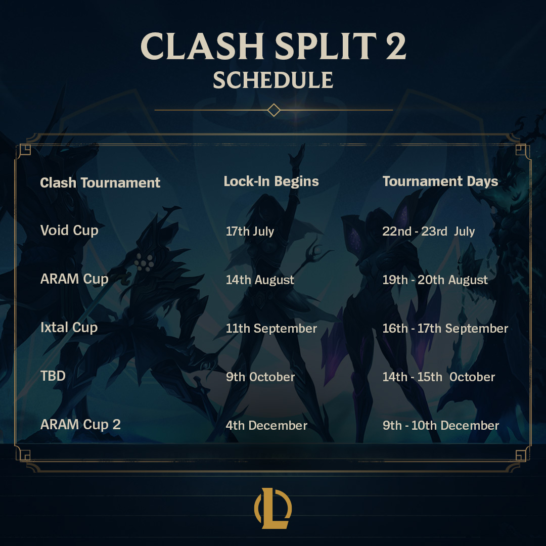 All Dates for League of Legends Clash in 2022 - League of Legends