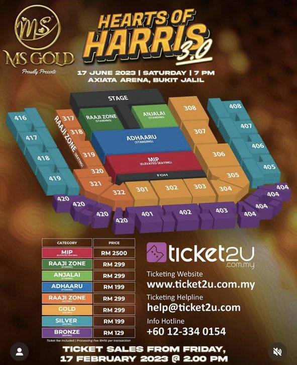 Letting go 4 Anjalai zone ticket for HOH3.0 concert. Dm me if you're interested #HeartsOfHarris #HeartsofHarris3.0 #HOH #HOH3.0
