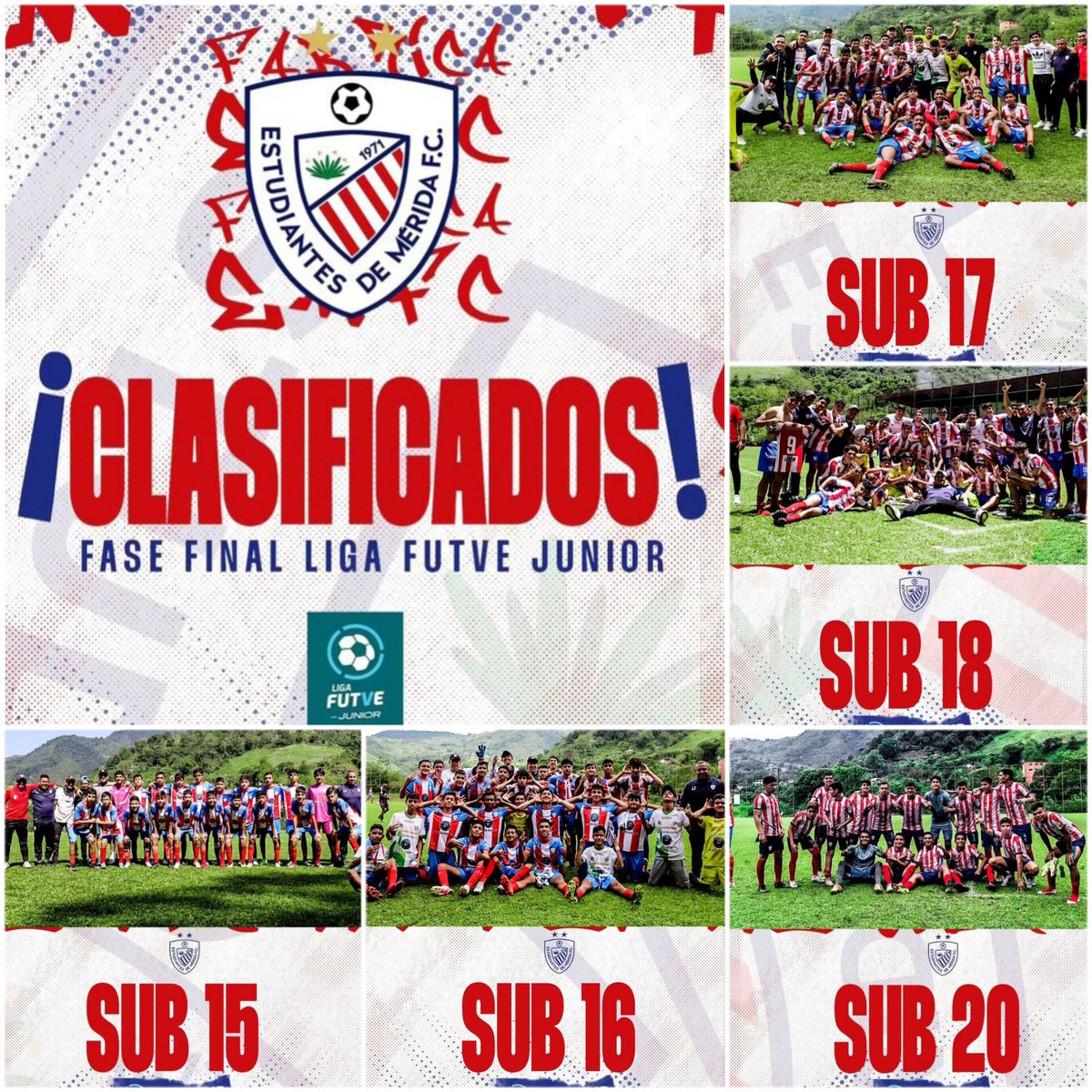 Con 4 meses de trabajo seguimos sumando en el Torneo apertura de la Liga Futve Junior. 5 equipos clasificados a la fase final. Arriba Estudiantes de Mérida F.C. ⚽🇵🇪
