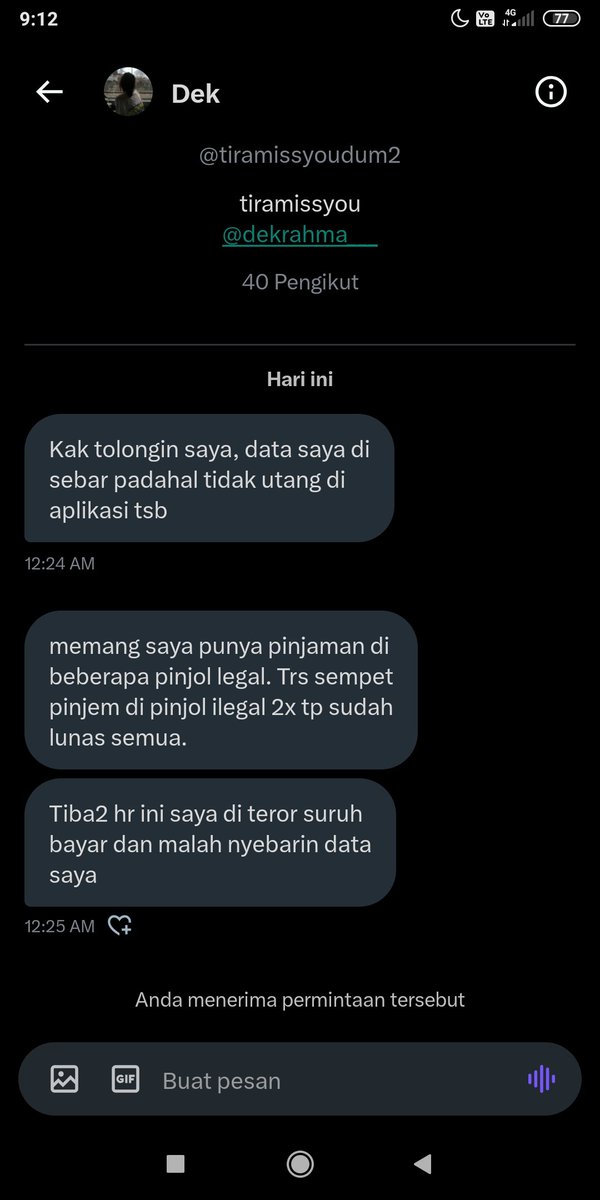 Nazarethze's tweet photo. Korban pinjol lagi nih @tiramissyoudum2 ,
makin banyak nih korbannya,ayo korban lainnya segera chat kesini, kita laporin bareng bareng @PPATK @mohmahfudmd @ojkindonesia @indo_pol @ditreskrimumpmj @ditreskrimsus @jokowi 

#pinjol
#pinjolbodong
#korbanpinjolbodong
#zonauang https://t.co/ILfucLPCCl