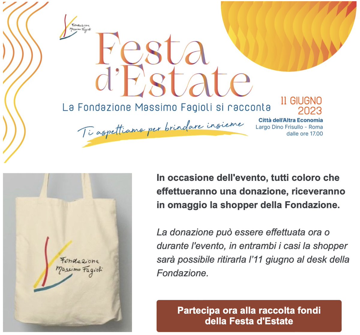 FondazMFagioli's tweet photo. 🎉 Festa d'Estate
RACCOLTA FONDI SPECIALE

Sostieni la Fondazione nelle attività di diffusione dell'opera di #MassimoFagioli e di ricerca sulla diagnosi e #cura della #malattiamentale

Per donare e ricevere la 𝗦𝗵𝗼𝗽𝗽𝗲𝗿 𝗣𝗲𝗿𝘀𝗼𝗻𝗮𝗹𝗶𝘇𝘇𝗮𝘁𝗮 👉 https://t.co/ilE9AoBpTS https://t.co/xOFQc6Akng