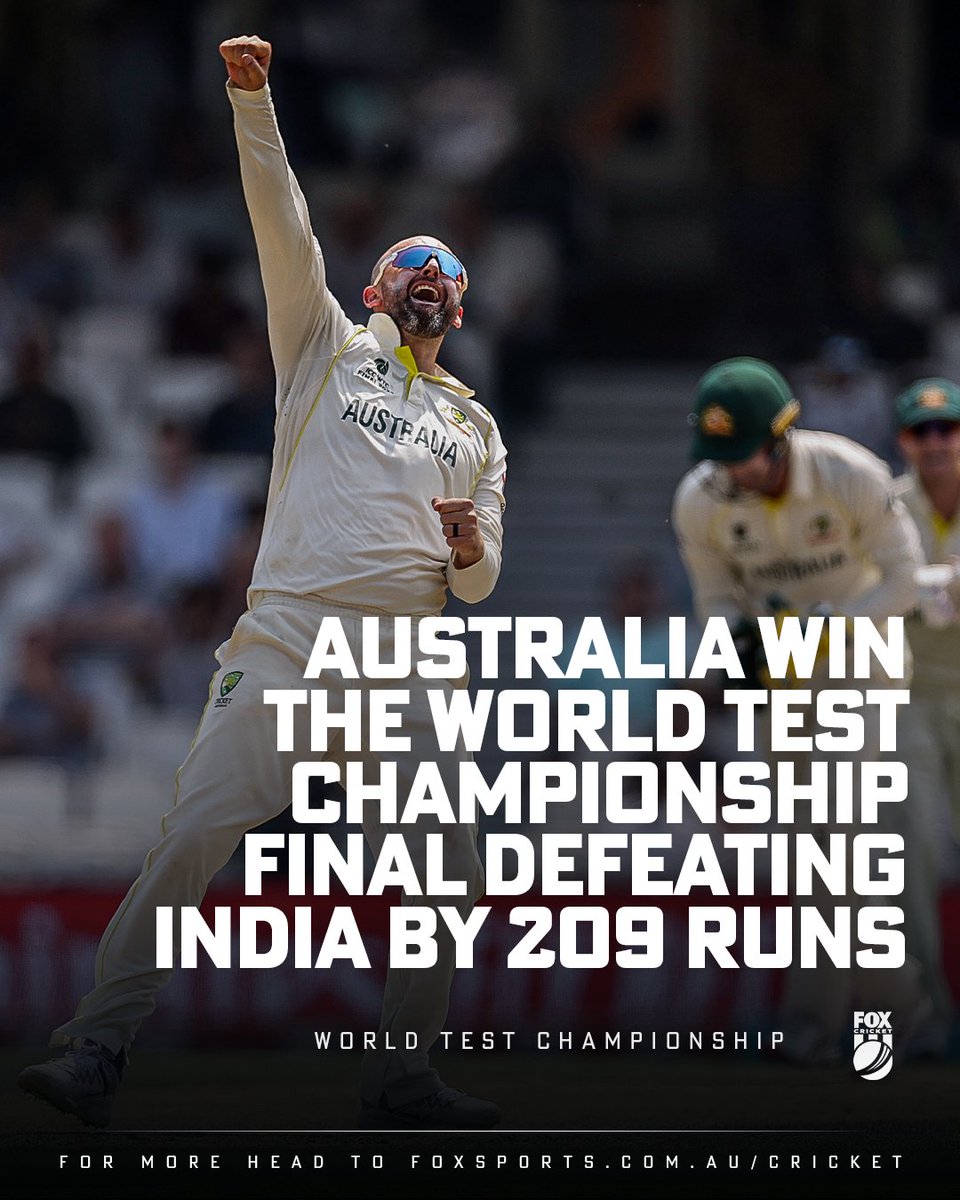 AUSTRALIA ARE WORLD TEST CHAMPIONS!

More 👉 bit.ly/3oWN6bI

#WTC23