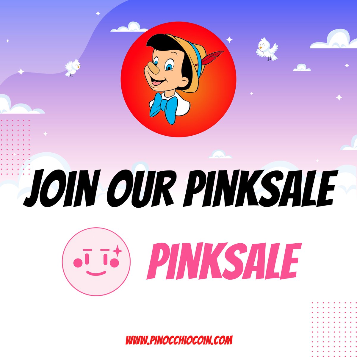 PinocchioCoinTW's tweet photo. ⏰🚀 Just a friendly reminder to all crypto adventurers out there! The Pinksale for $PINO is in full swing and tokens are selling fast.

 Secure your tokens now and let the magic begin! 🌟💫 #PinocchioCoin #PinksaleLive

Link:
https://t.co/XYNtkuntfI https://t.co/aKDnwaxJ3A