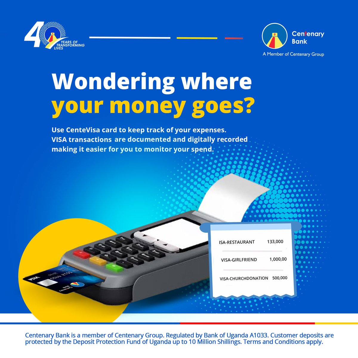 Centenary Bank on Twitter "Using your CenteVISA card for your
